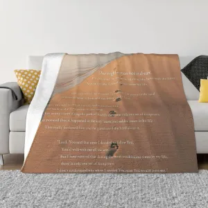 Footprints in The Sand Poem 60"X50" Flannel Blanket - 100% Soft Polyester, Lightweight and Warm, Suitable for Families, Camping, Travel