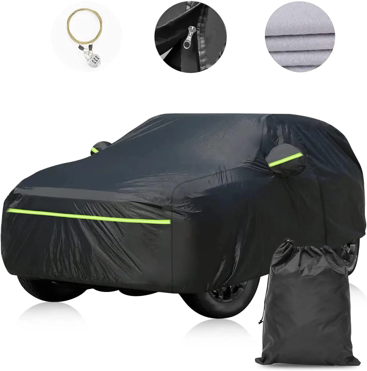 for Jeep Grand Cherokee Car Cover All Weather Waterproof Windproof 6 Layer Full SUV Car Covers Custom Fit for 2011-2023 Jeep Grand Cherokee WK2 with Door Zipper and Storage Bag (Up to 193” L)