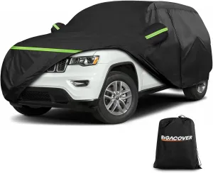 for Jeep Grand Cherokee Car Cover All Weather Waterproof Windproof 6 Layer Full SUV Car Covers Custom Fit for 2011-2023 Jeep Grand Cherokee WK2 with Door Zipper and Storage Bag (Up to 193” L)