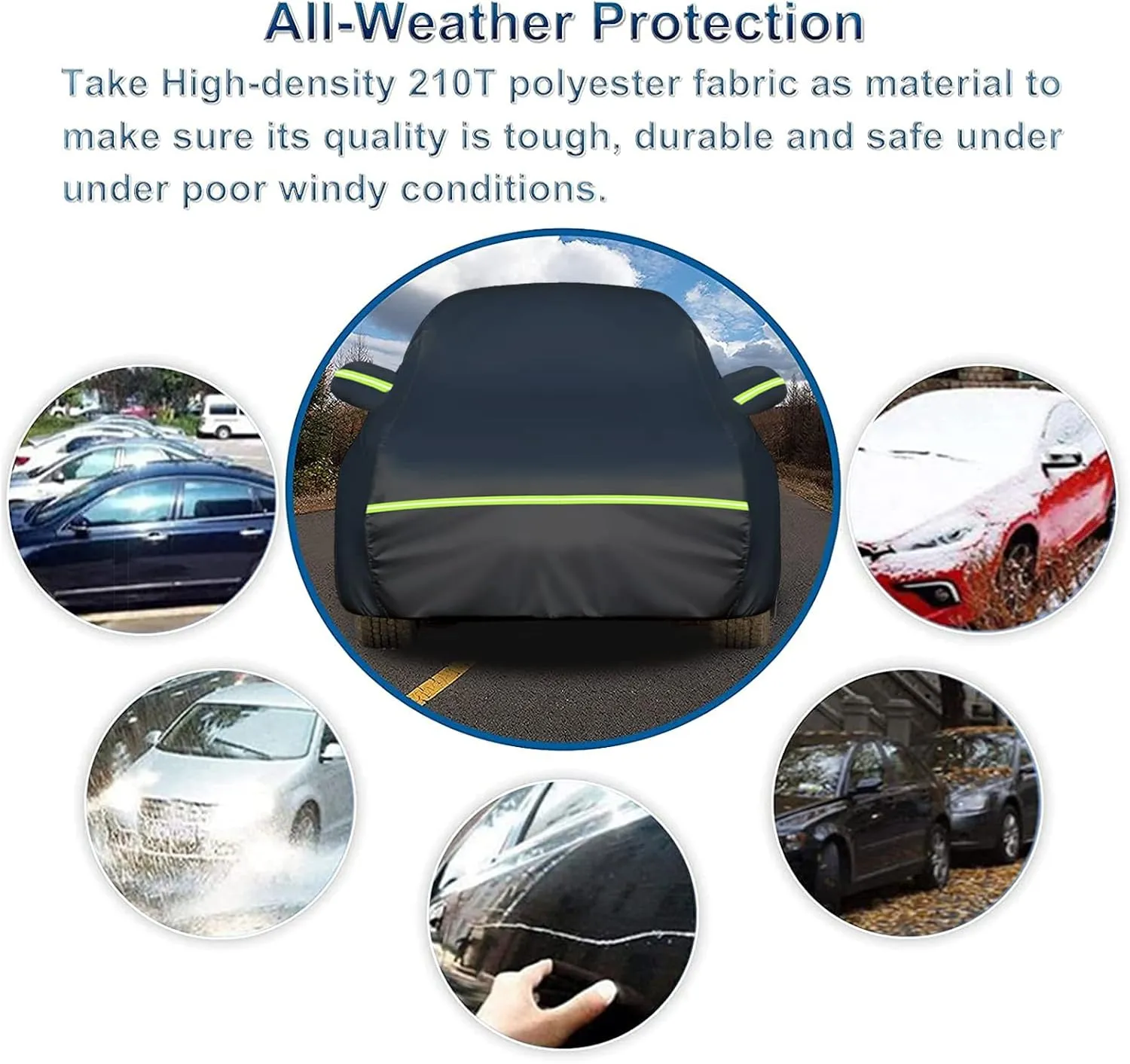 for Jeep Grand Cherokee Car Cover All Weather Waterproof Windproof 6 Layer Full SUV Car Covers Custom Fit for 2011-2023 Jeep Grand Cherokee WK2 with Door Zipper and Storage Bag (Up to 193” L)