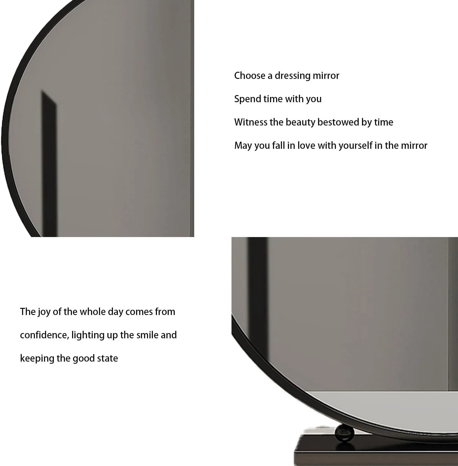 Free Standing Dressing Table Mirror Bedroom Makeup or Shaving Mirrors with Base Round Table Top Mirror - Diameter 30/40/50CM,50cm,Black