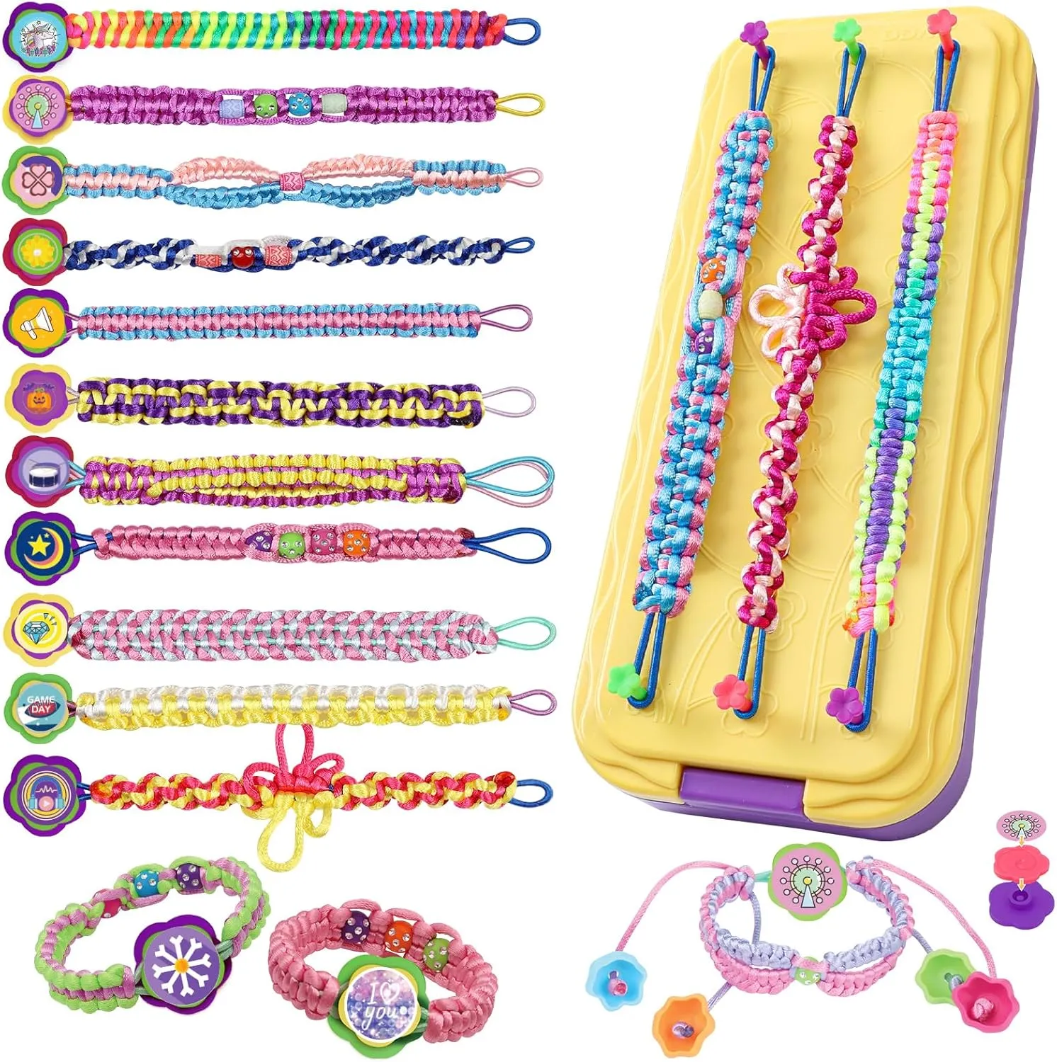 Friendship Bracelet Making Kit for Girls - DIY Arts and Crafts Toys for 6 7 8 9 10 11 12 Years Old, Cool Bracelet String Making Kits for Travel Activity, Best Birthday Gifts for Teen Girls