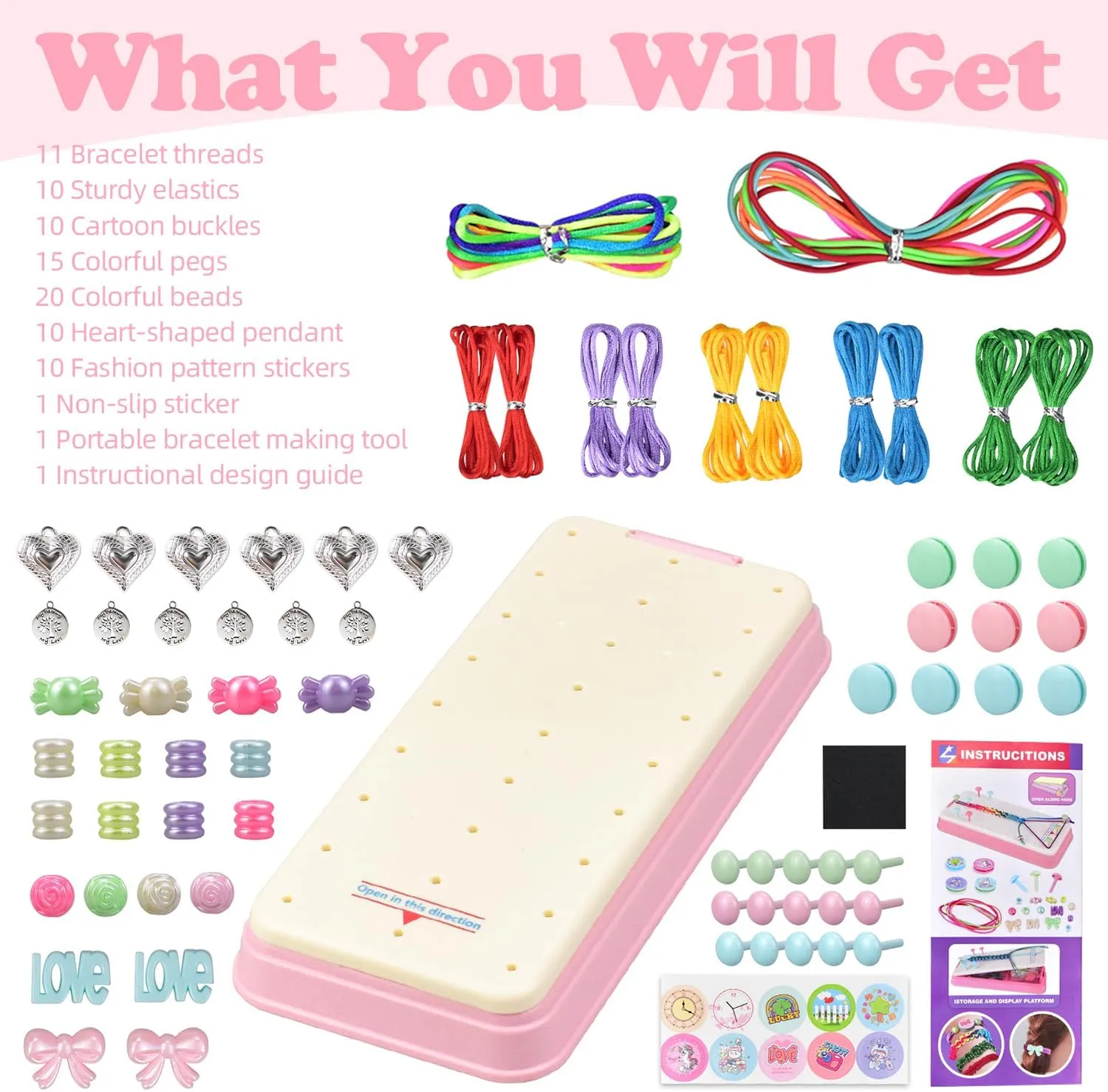 Friendship Bracelet Making Kit for Kids, Arts and Crafts Activity Set, DIY Bracelet Toys for 8-12 Year Olds, Popular Travel Gift for Girls