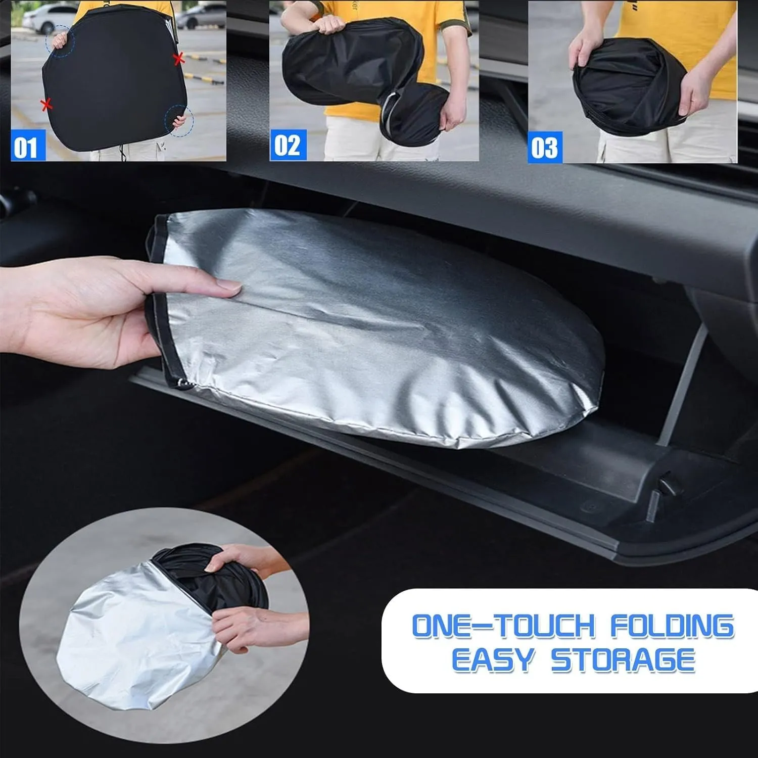 Front Windshield Sun Shade Compatible with Volkswagen Atlas/Atlas Cross Sport Accessories 2018-2024 Window Sunshade Sun Visor Cover Foldable Sunshade Protector 2024 Upgrade
