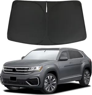 Front Windshield Sun Shade Compatible with Volkswagen Atlas/Atlas Cross Sport Accessories 2018-2024 Window Sunshade Sun Visor Cover Foldable Sunshade Protector 2024 Upgrade