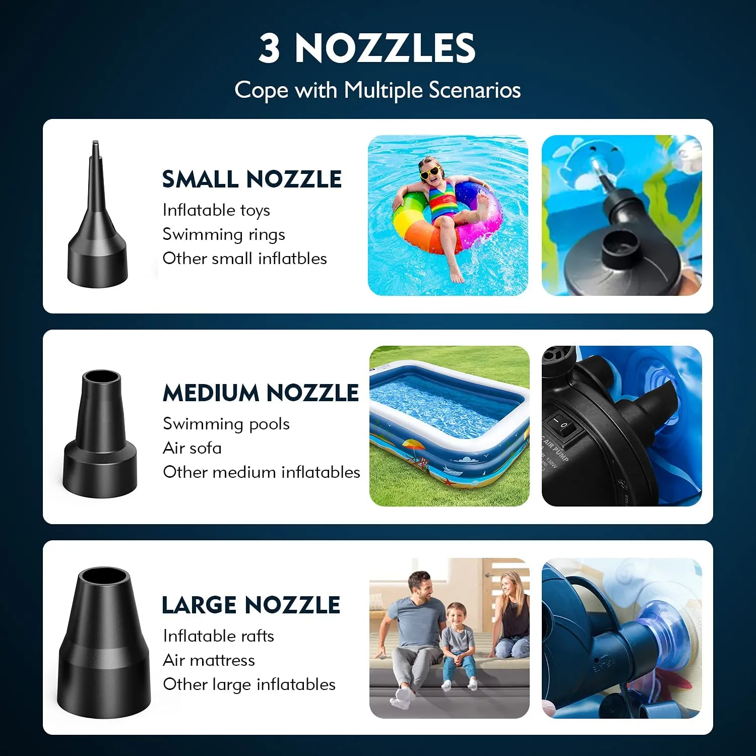 FUNAVO Portable Air Pump With 3 Nozzles