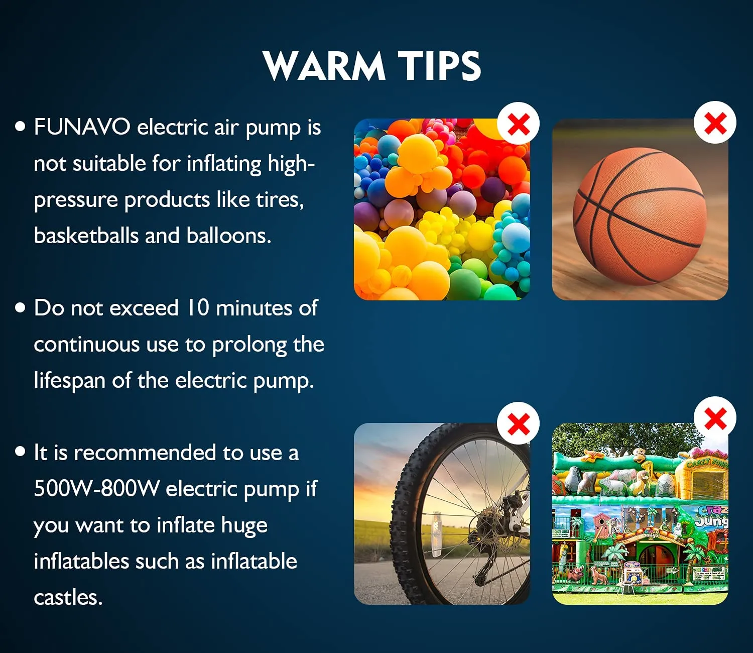 FUNAVO Portable Air Pump With 3 Nozzles