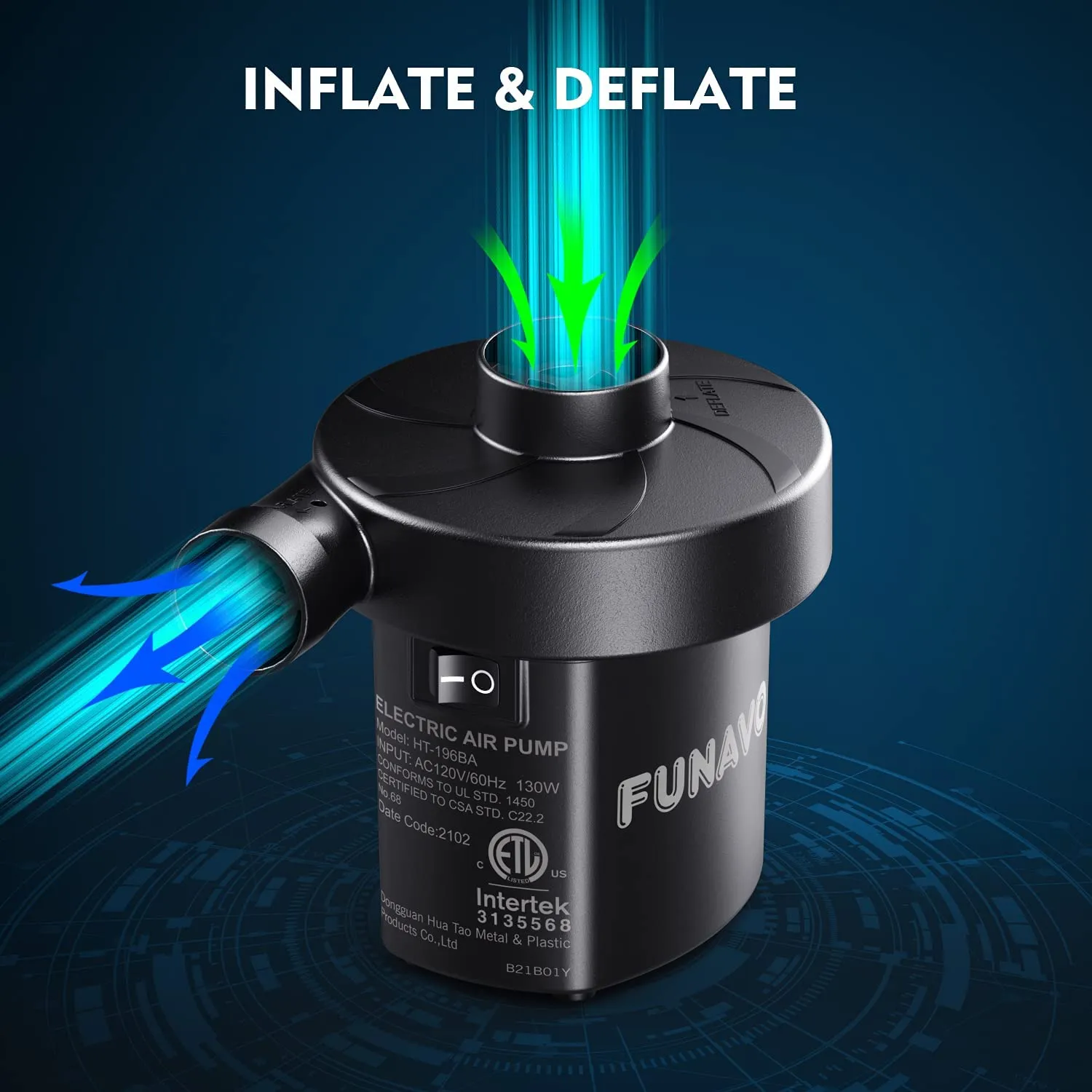 FUNAVO Portable Air Pump With 3 Nozzles