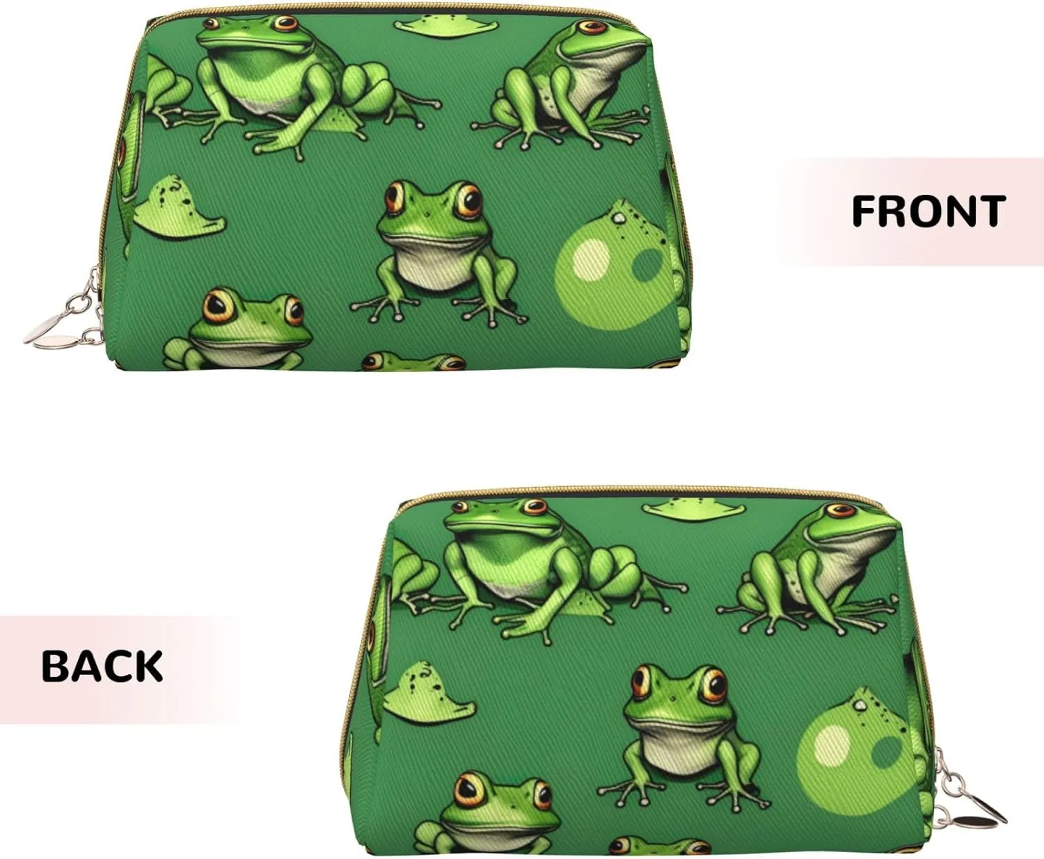 Funny Green Frogs Toiletry Pouch, Travel-Friendly Makeup Organizer For Makeup Brushes, Lipsticks