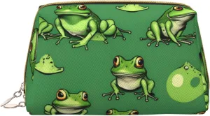 Funny Green Frogs Toiletry Pouch, Travel-Friendly Makeup Organizer For Makeup Brushes, Lipsticks
