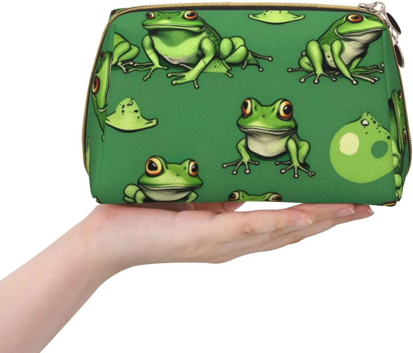 Funny Green Frogs Toiletry Pouch, Travel-Friendly Makeup Organizer For Makeup Brushes, Lipsticks