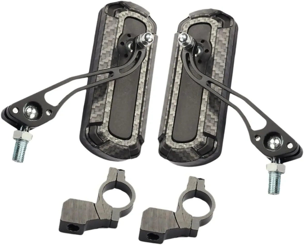 GANAZONO Mountain Bike Rear View Mirror Set Carbon Pattern Reflective 3k Texture Easy Install Rotating Bike Mirror