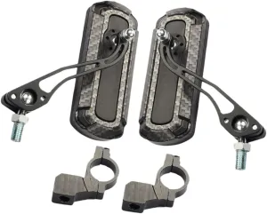 GANAZONO Mountain Bike Rear View Mirror Set Carbon Pattern Reflective 3k Texture Easy Install Rotating Bike Mirror