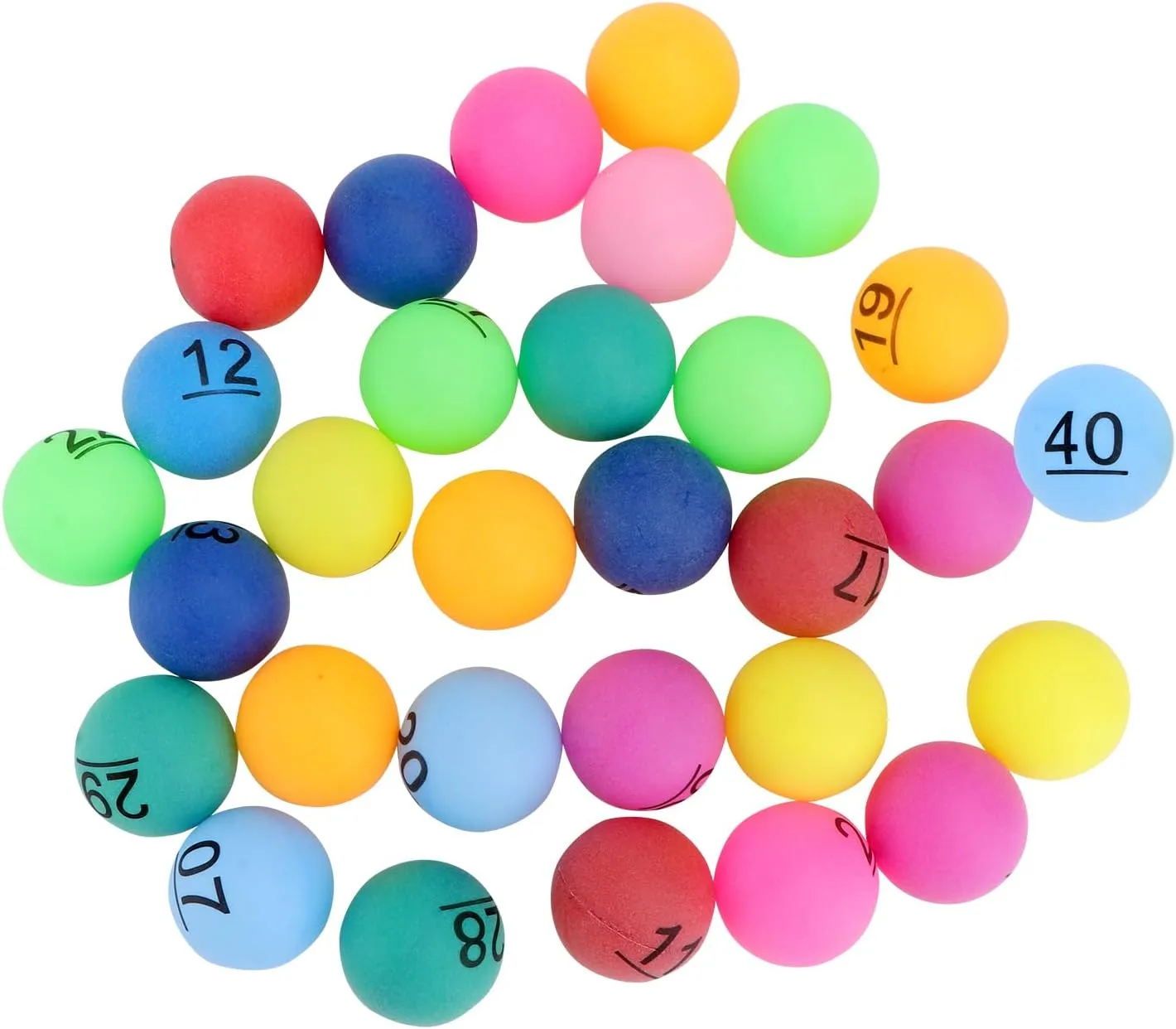Gatuida 40Pcs Colorful Numbered Raffle Drawing Balls - 1 to 40, for Bingo Games, Party Activities, and Prize Raffles