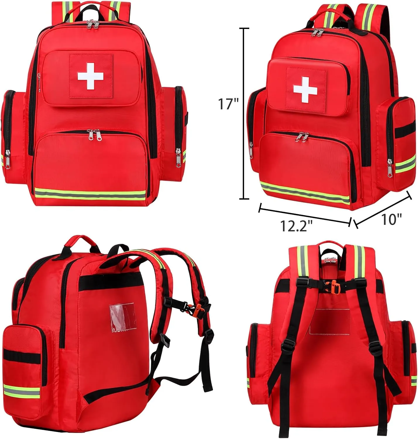 Gatycallaty First Aid Backpack Medical Emt First Responder Bag Empty Ems Emergency Home Health Hiking Trauma Travel Camping (red, Large)
