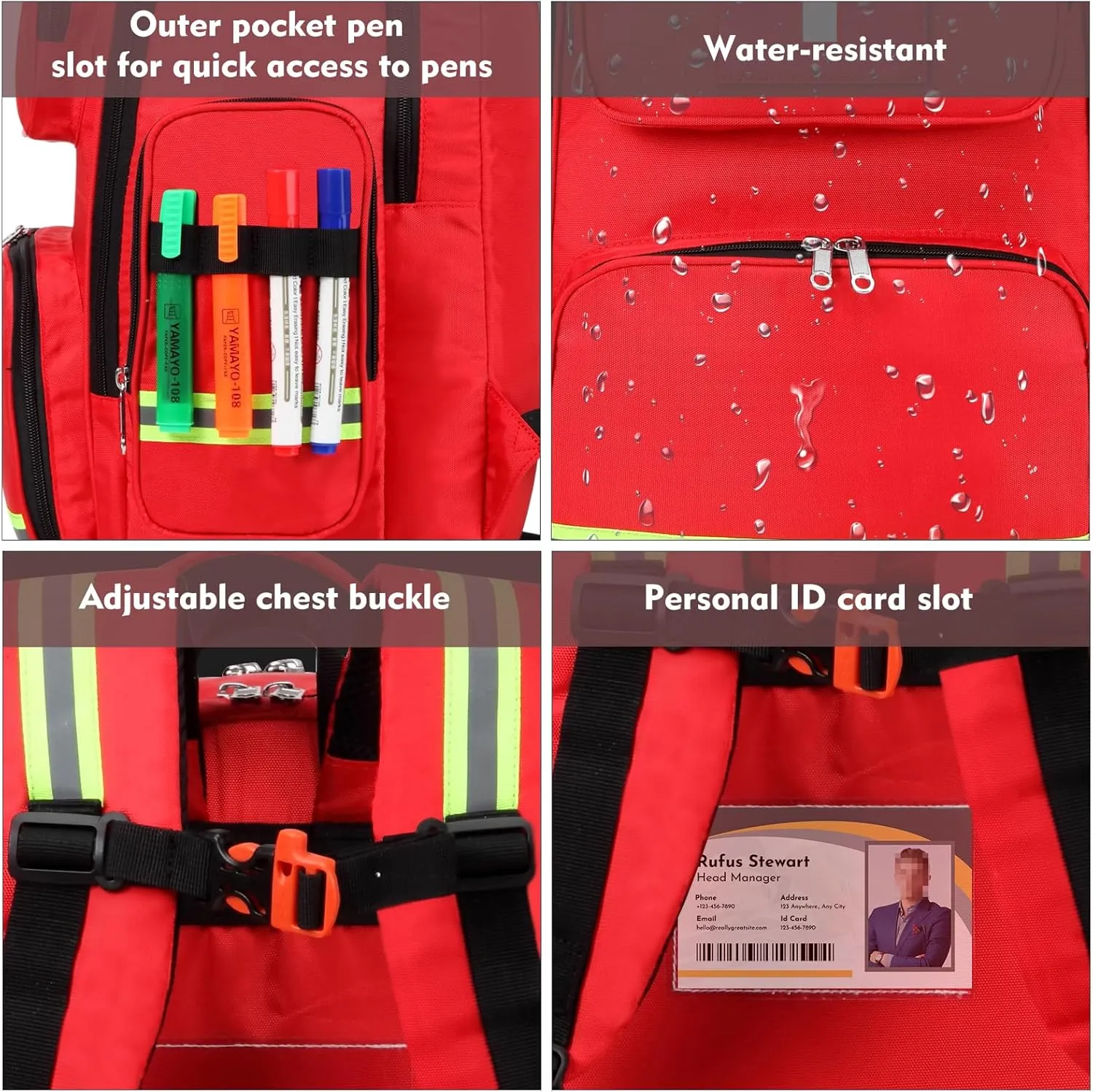 Gatycallaty First Aid Backpack Medical Emt First Responder Bag Empty Ems Emergency Home Health Hiking Trauma Travel Camping (red, Large)