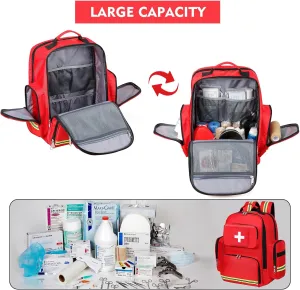 Gatycallaty First Aid Backpack Medical Emt First Responder Bag Empty Ems Emergency Home Health Hiking Trauma Travel Camping (red, Large)