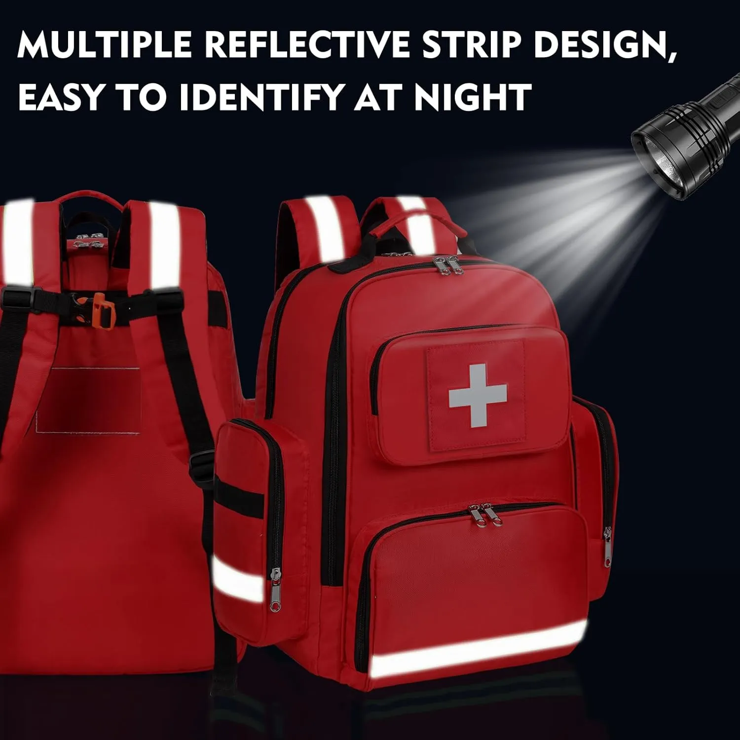 Gatycallaty First Aid Backpack Medical Emt First Responder Bag Empty Ems Emergency Home Health Hiking Trauma Travel Camping (red, Large)