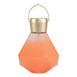 Gem Light - 6.75" Glass Outdoor Solar Lantern - Coral