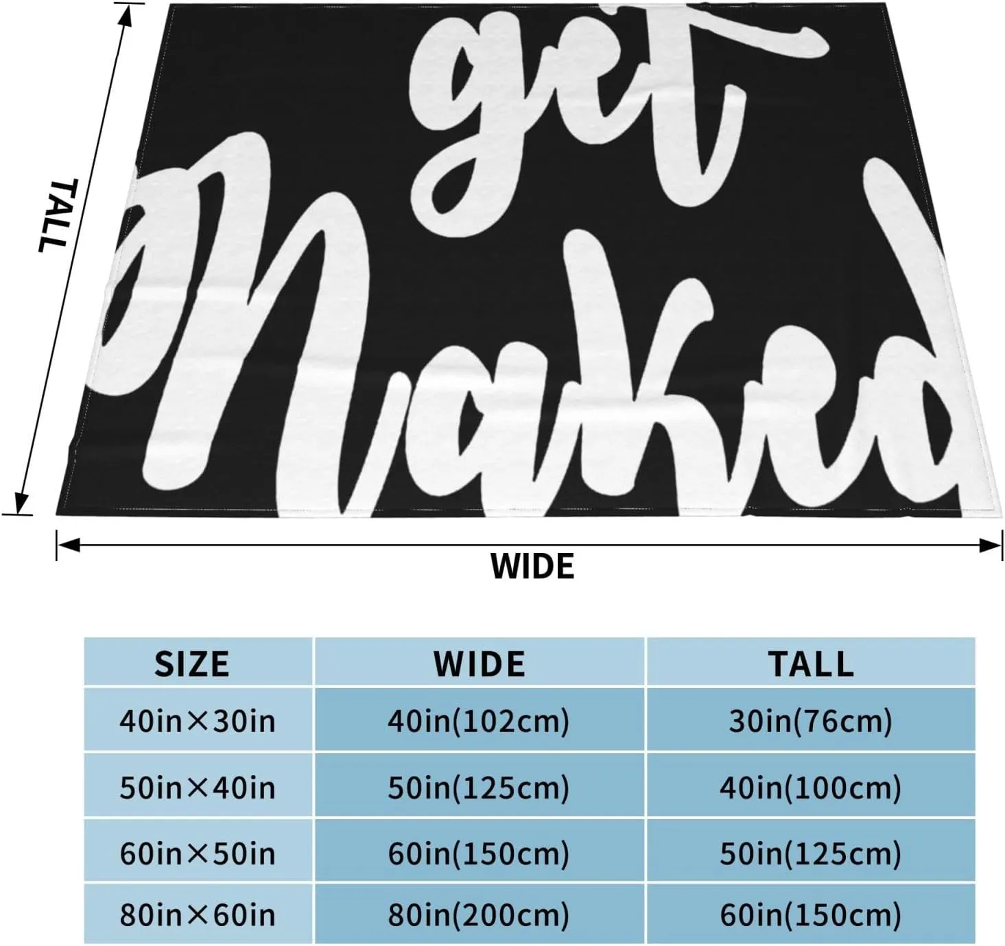 Get Naked (22) 60"X50" Flannel Blanket - 100% Soft Polyester, Lightweight and Warm, Suitable for Families, Camping, Travel