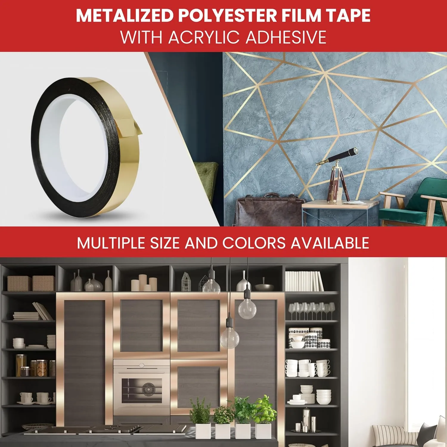 GGR SUPPLIES T.R.U. MMYP-1 Mylar Metalized Polyester Film Tape with Acrylic Adhesive. Multiple Colors Available. 72 Yards. (Silver, 1 in.)