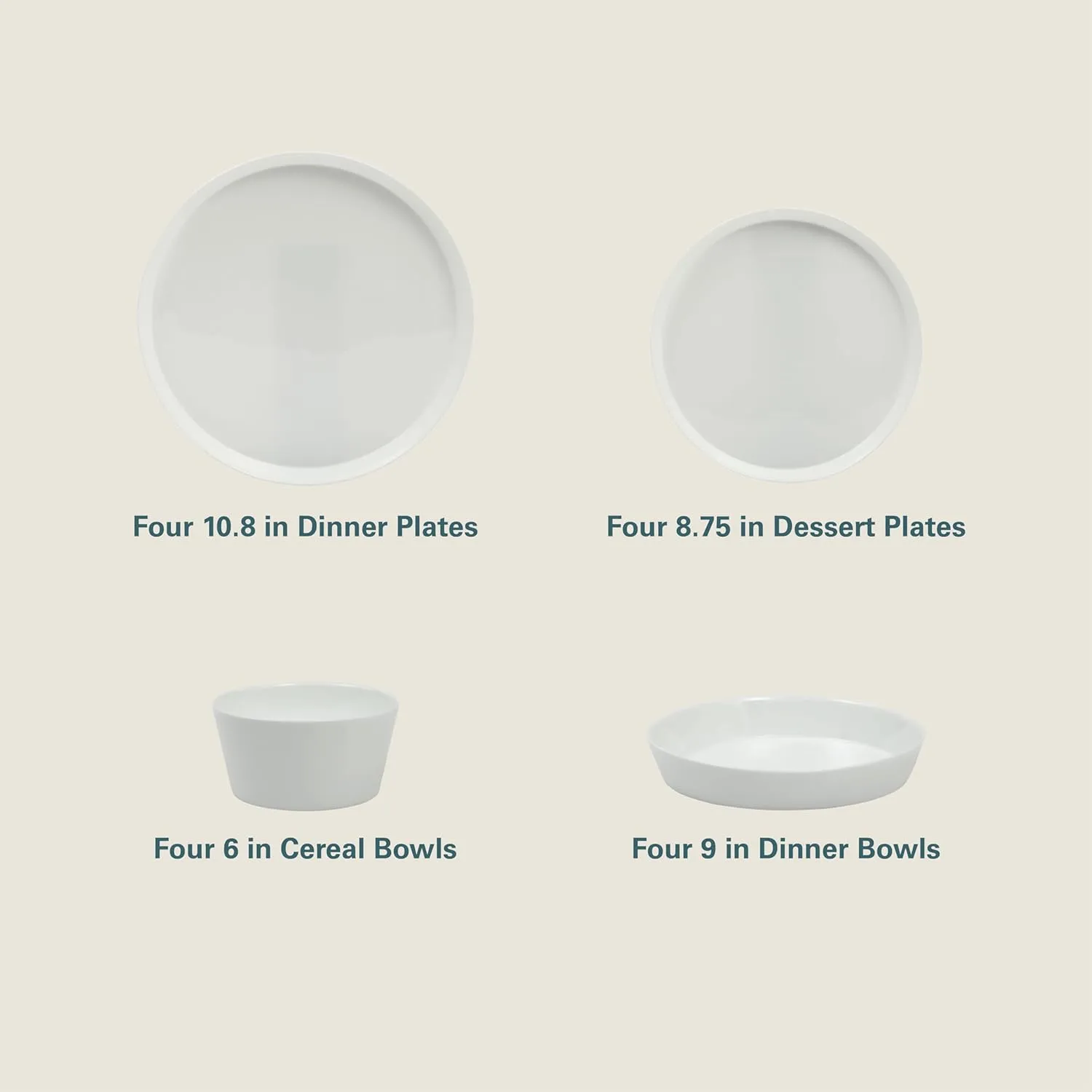 Gibson Home Modern Opal (Service for 4) 16 Piece Glass Chip Resistant Dishes Double Plates and Bowls Lightweight Dinnerware Set