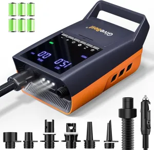 GiveBest Rechargeable Paddle Board Pump, Max 20 PSI High Pressure and 30% Faster Dual Stage SUP Air Pump, Inflation and Deflation Function for Stand Up Paddle Boards, Boats, Kayaks and Tent