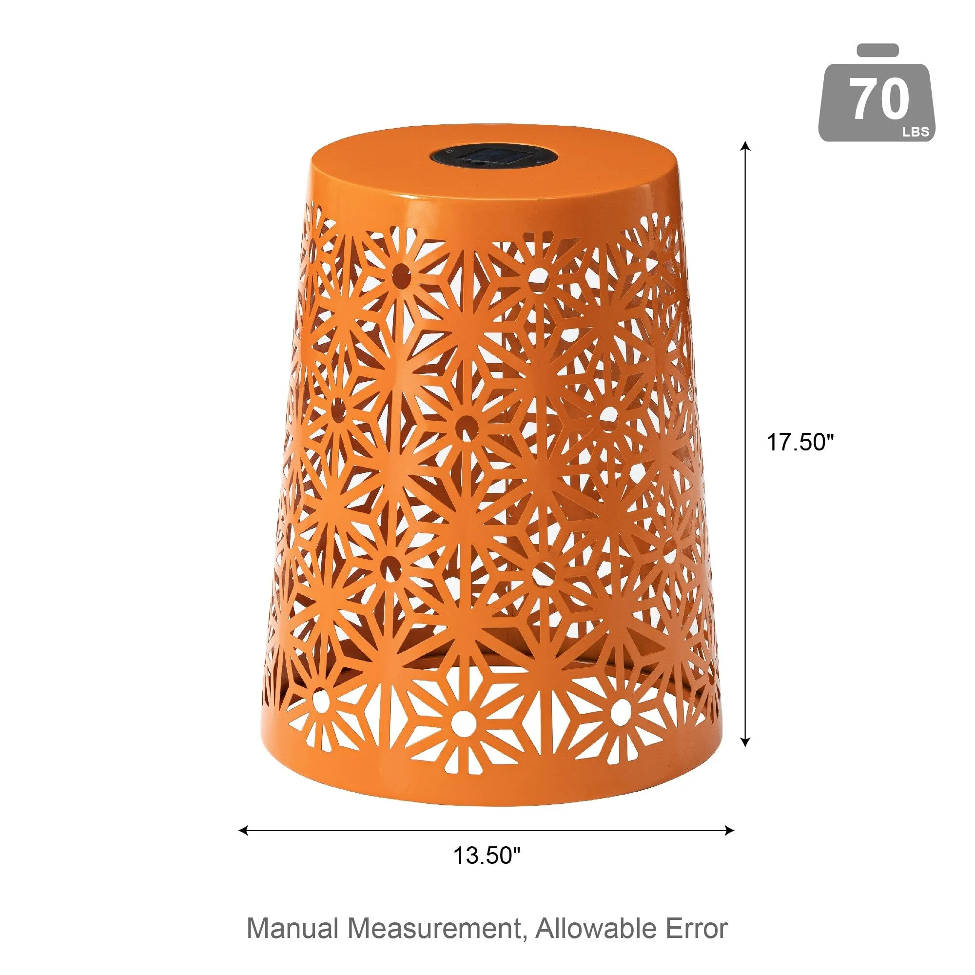 Glitzhome 17.5"H Set of 2 Cutout Geometric Pattern Solar Powdered LED Light Garden Stool