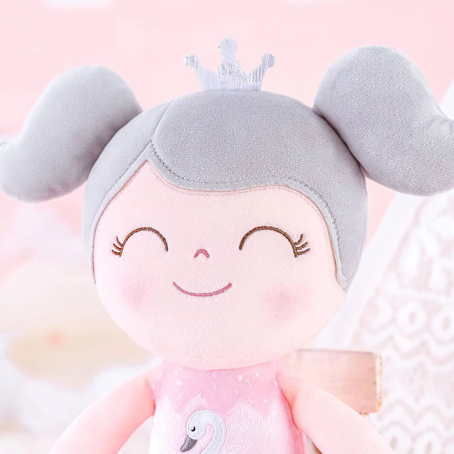 Gloveleya Plush Dolls Baby Girl Gifts Soft First Doll Girl Toys Swan Pink 16''