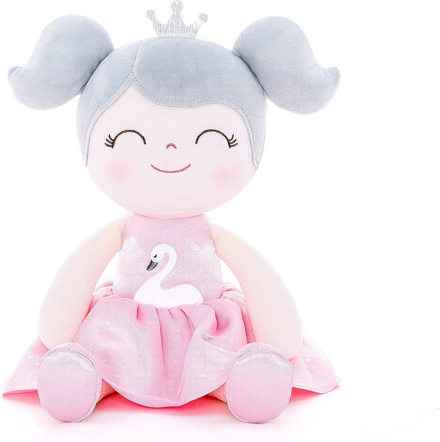 Gloveleya Plush Dolls Baby Girl Gifts Soft First Doll Girl Toys Swan Pink 16''