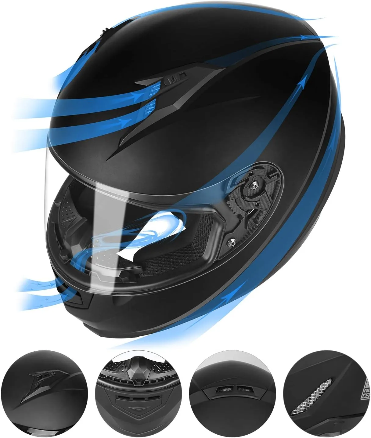 GLX GX11 Compact Motorcycle Helmet - Matte Black, Medium - Full Face w/ Tinted Visor, DOT Approved