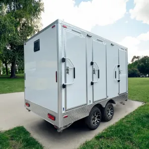GOEASY Portable Toilet Trailer, Floor Mounted, Glossy Finish, 2-Station Restroom Trailer, Camping & Event Portable Toilet Deposit