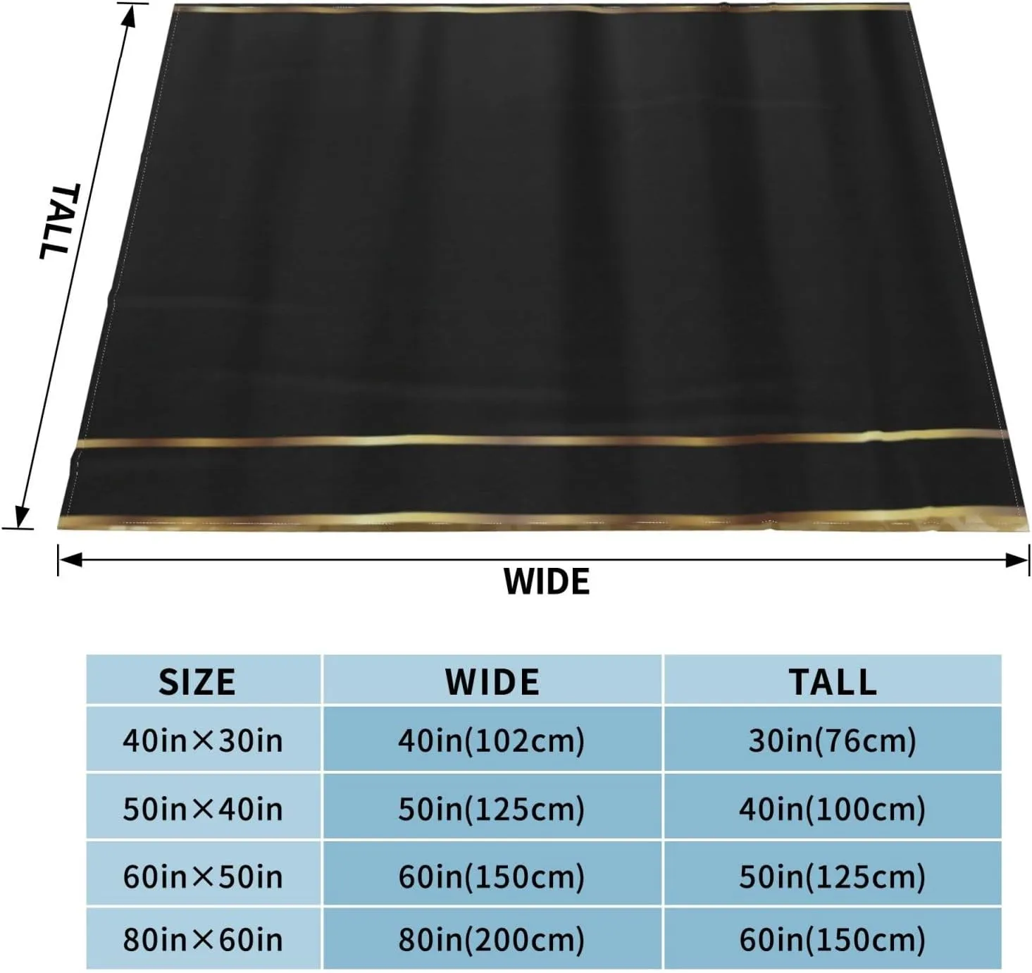 Gold Damask and Black Design 60"X50" Flannel Blanket - 100% Soft Polyester, Lightweight and Warm, Suitable for Families, Camping, Travel