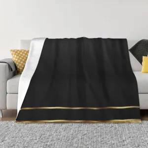 Gold Damask and Black Design 60"X50" Flannel Blanket - 100% Soft Polyester, Lightweight and Warm, Suitable for Families, Camping, Travel