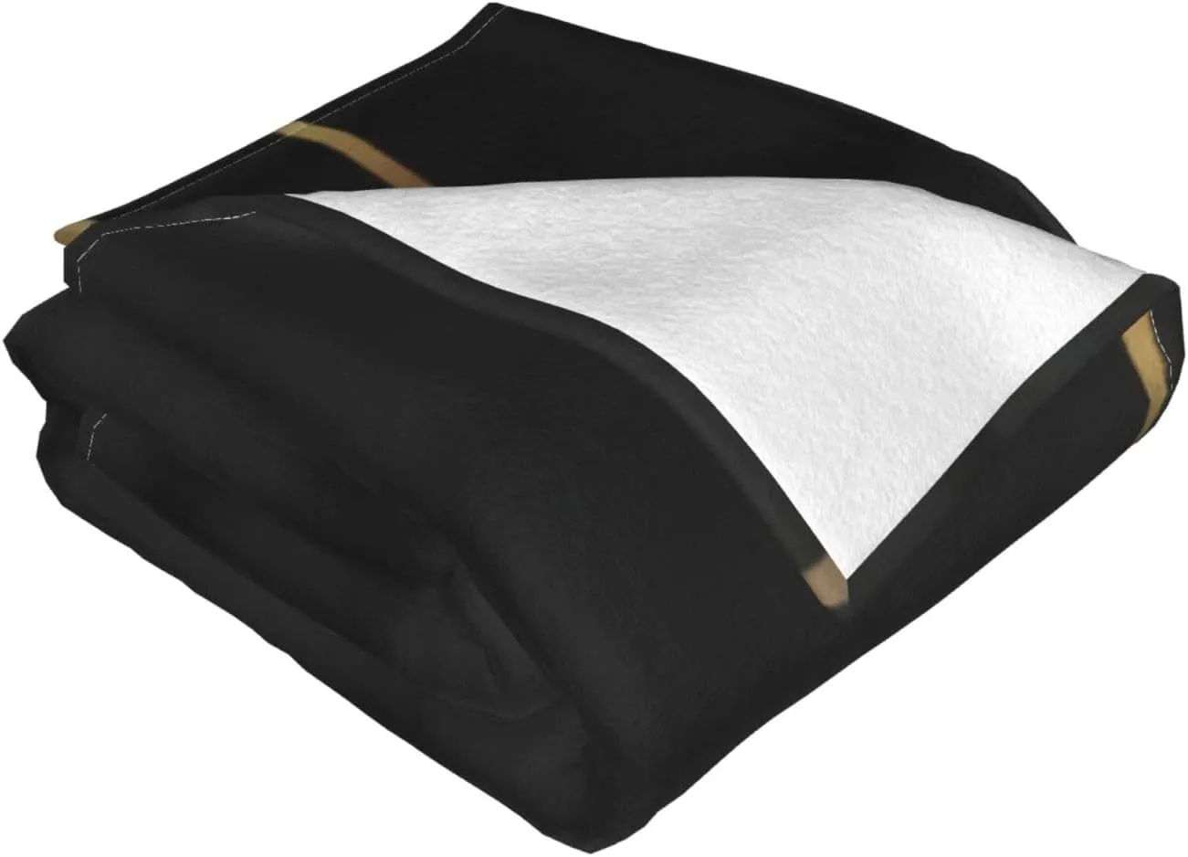 Gold Damask and Black Design 60"X50" Flannel Blanket - 100% Soft Polyester, Lightweight and Warm, Suitable for Families, Camping, Travel