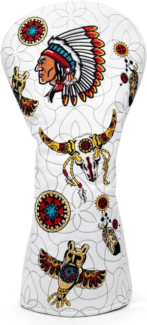 Golf Club Head Cover for Drivers, Fairway Woods, Hybrids, and Mallet Putter Cover Funny Style Premium Leather Elegant Embroidery with Interchangeable No. Tags