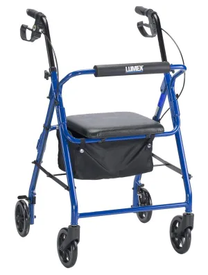 Graham-Field RJ4900B Lumex Walkabout Basic Rollator with Seat, Weighs Only 13.5 lb. with 250 lb. Weight Capacity, Blue