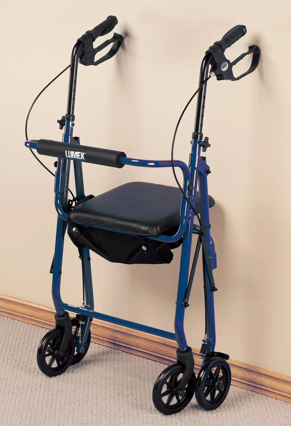 Graham-Field RJ4900B Lumex Walkabout Basic Rollator with Seat, Weighs Only 13.5 lb. with 250 lb. Weight Capacity, Blue