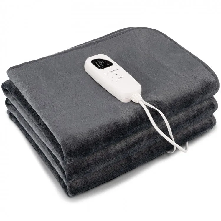 Gray Portable Adjustable Temperature Electric Heated Mattress Pad