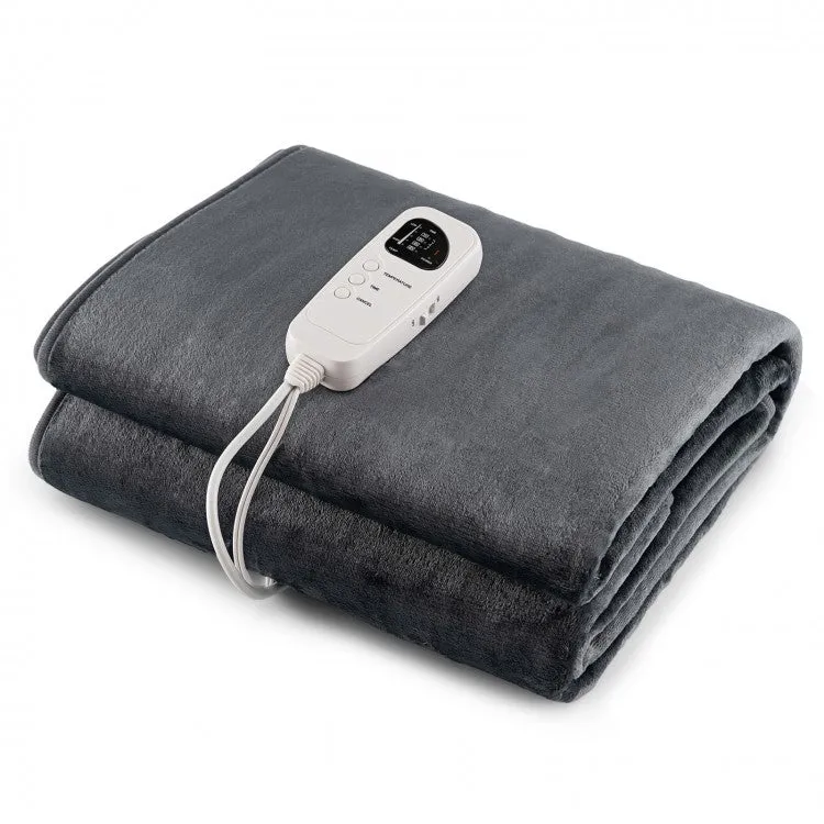 Gray Portable Adjustable Temperature Electric Heated Mattress Pad