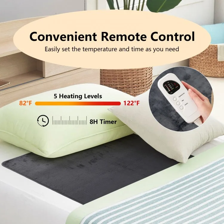 Gray Portable Adjustable Temperature Electric Heated Mattress Pad