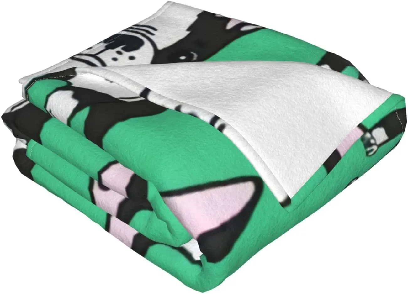 Green Boston Terrier Dogs 60"X50" Flannel Blanket - 100% Soft Polyester, Lightweight and Warm, Suitable for Families, Camping, Travel