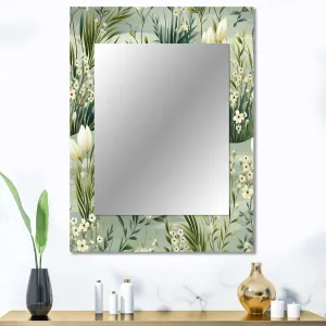 Green Grassland Meadows - Floral Wall Mirror
