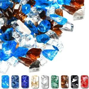 GRISUN 20 Pounds Blended Fire Glass for Fire Pit - 1/2 Inch High Luster Reflective Tempered Glass Rocks for Natural or Propane Fireplace, Safe for Outdoors and Indoors Firepit, Copper, Blue, White