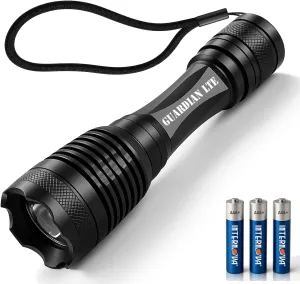 Guardian LED Flashlights High Lumens, Small Flashlight, Zoomable, Waterproof, Adjustable Brightness Flash Light for Outdoor, Emergency, AAA Batteries Included, Tactical & Camping Accessories