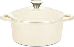 Hamilton Beach Enameled Cast Iron Dutch Oven Cream (3-Quart) | Cream Enamel Coating Dutch Oven Pot with Lid | Cast Iron Dutch Oven with Even Heat Distribution | Easy Grip to Handles & Multipurpose