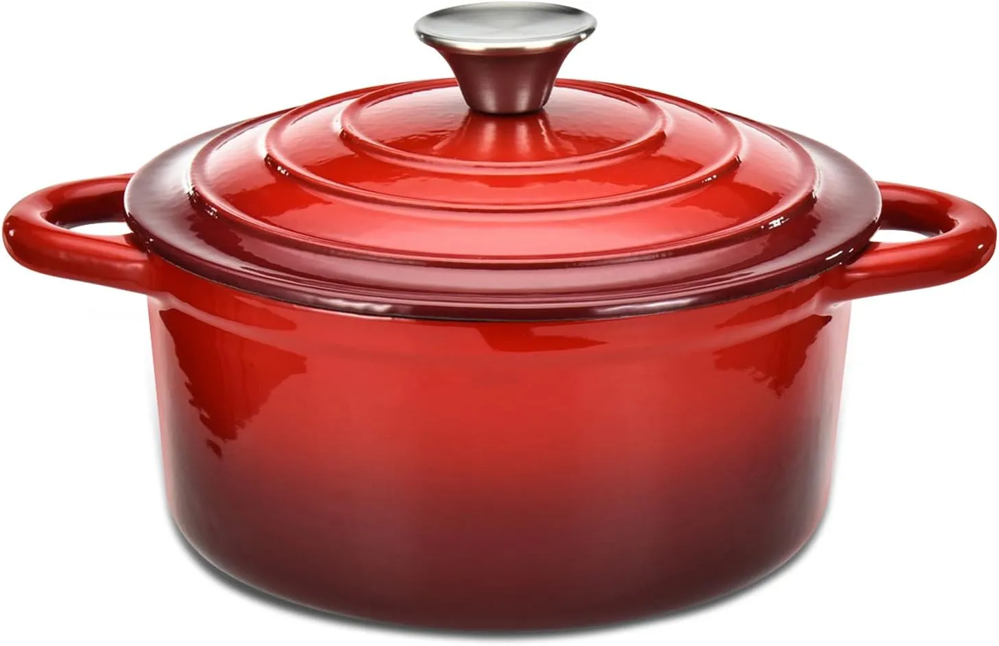 Hamilton Beach Enameled Cast Iron Dutch Oven Red (3-Quart) | Cream Enamel Coating Dutch Oven Pot with Lid | Cast Iron Dutch Oven with Even Heat Distribution | Easy Grip to Handles & Multipurpose