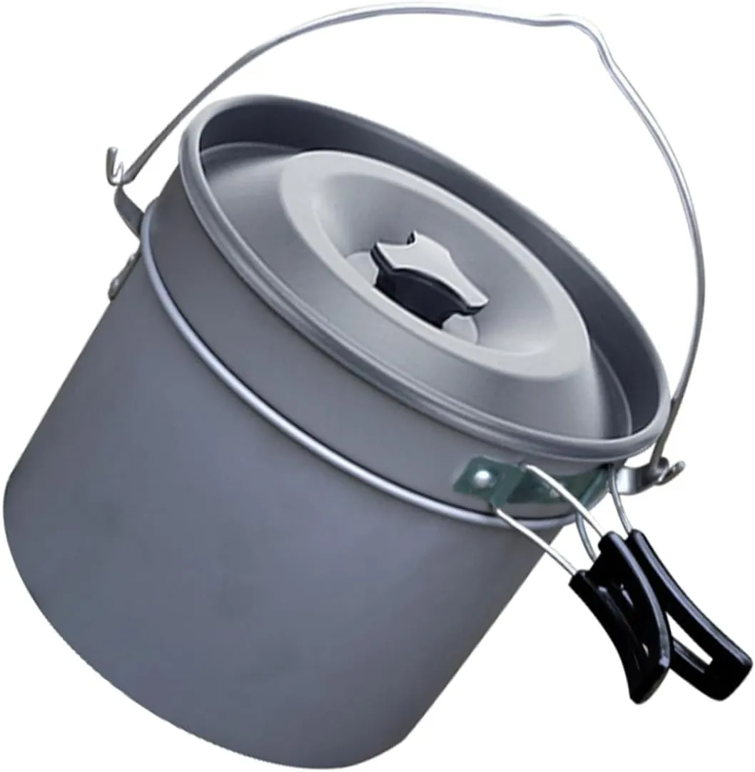 HANABASS Portable Aluminum Camping Cooking Pot Set Deep Pot for Boiling Water Outdoor Cooking Utensils Kit
