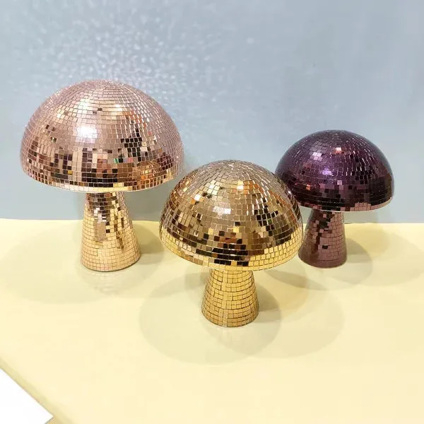 Handmade Retro Reflective Mushroom Disco Mirror Ball for Home Decor