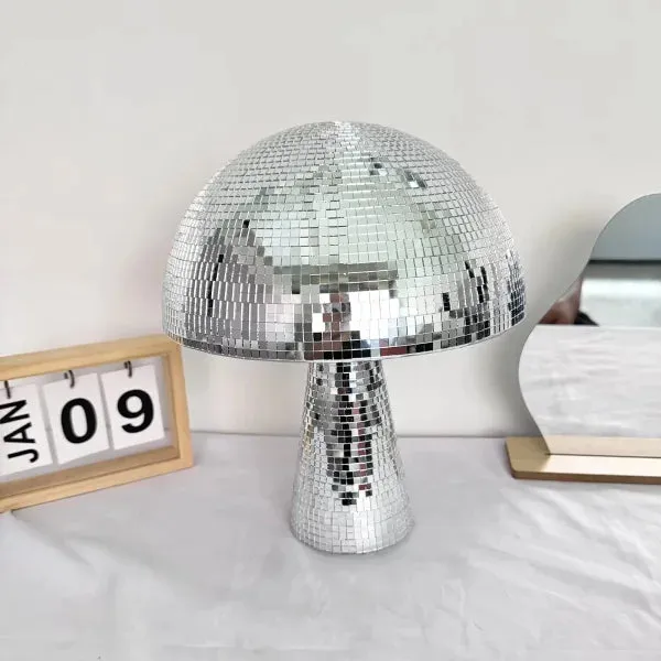 Handmade Retro Reflective Mushroom Disco Mirror Ball for Home Decor